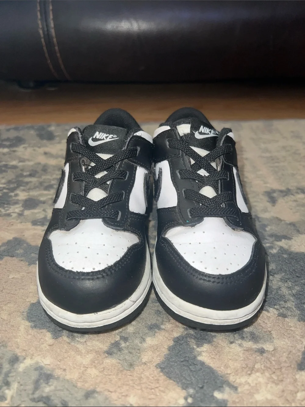Nike Kids Black and White Low-Top Sneakers with Swoosh